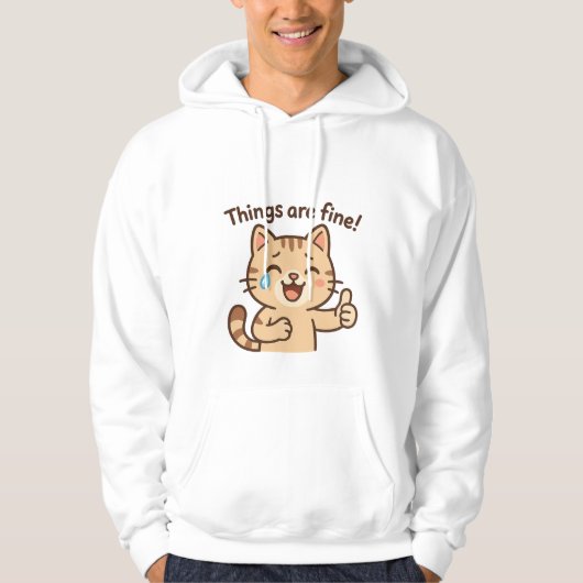 Crying Cat Sticker - "Het gaat goed!" grappige kar Hoodie (Voorkant)