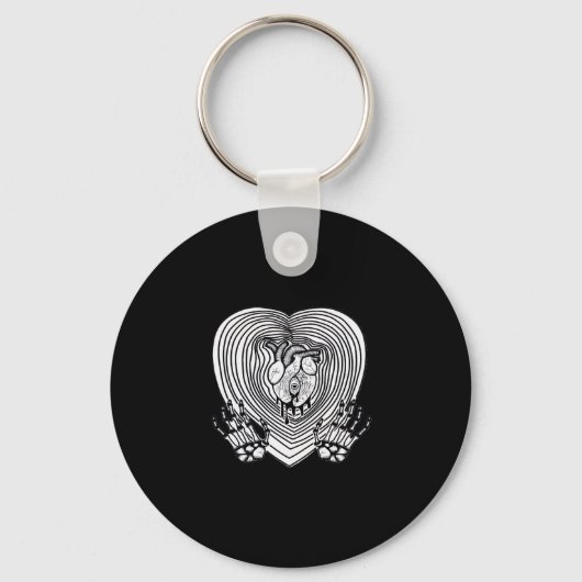 Crying Heart Classic - Skelet Handen Hart Sleutelhanger (Voorkant)