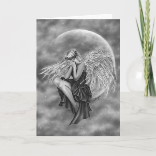 Crying Moon Angel Wenskaart Kaart (Voorkant)