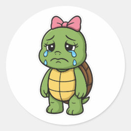 Crying turtle ronde sticker