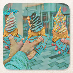 Crynose cream vierkante kartonnen onderzetter