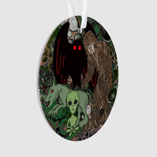 Cryptid Big Foot, Alien, Chupacabra, Mothman Ornament (voorkant)