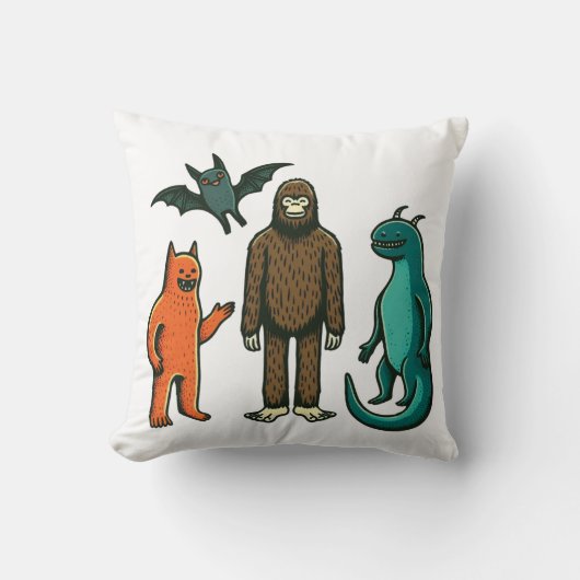 Cryptid Friends: Bigfoot, Chupacabra, enz. Kussen (Voorkant)