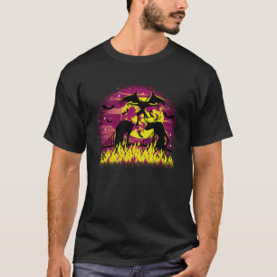 Cryptid Group in Flames Yellow Full Moon Mothman T-shirt