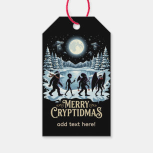Cryptid Kerst Bigfoot Alien Mothman Cadeaubijslab Cadeaulabel