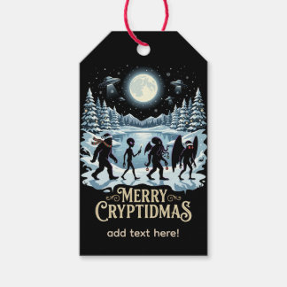 Cryptid Kerst Bigfoot Alien Mothman Cadeaubijslab Cadeaulabel