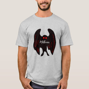 Cryptid Mothman zwarte vleugels, rode ogen T-shirt