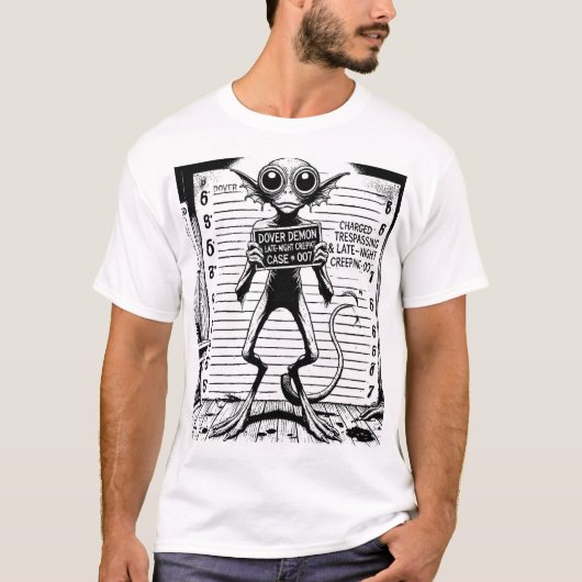 Cryptid Mugshots: Het Dover Demon T-Shirt (Voorkant)