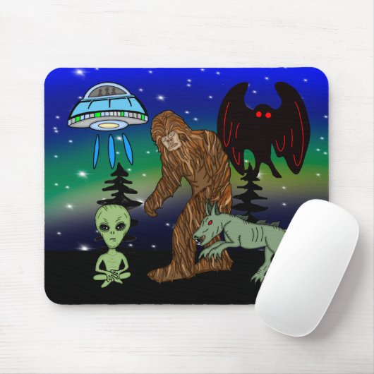 Cryptiden, Bigfoot, Sasquatch, Mothman, Alien, UFO Muismat (Met muis)