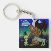 Cryptiden, Bigfoot, Sasquatch, Mothman, Alien, UFO Sleutelhanger (voorkant)