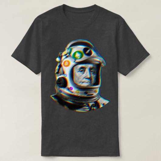 Crypto Benjamin Cyber Space Astronaut Miner Glitch T-shirt (Design voorkant)