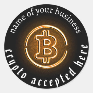 Crypto betalingen geaccepteerd door tot btc ronde sticker