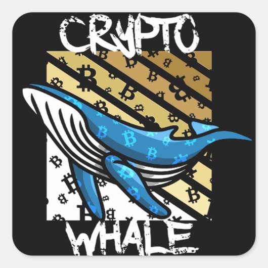 Crypto BTC Whale - Crypto munt Vierkante Sticker (Voorkant)