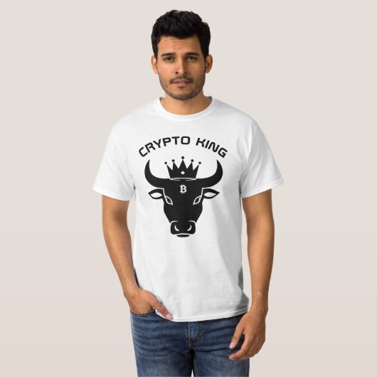 Crypto King gepersonaliseerd wit T-shirt (Voorkant volledig)