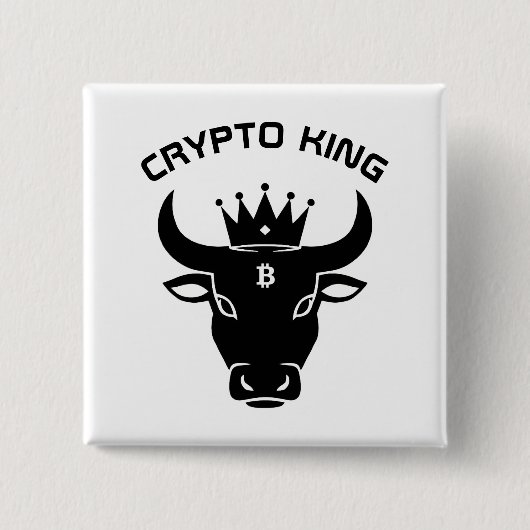 Crypto King gepersonaliseerd wit Vierkante Button 5,1 Cm (Voorkant)