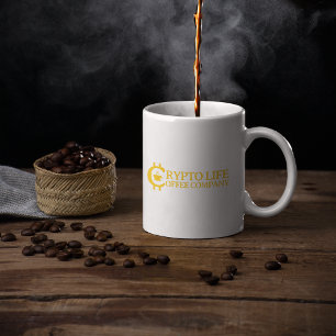 Crypto Life Koffiebedrijf Original Gold Logo Koffiemok