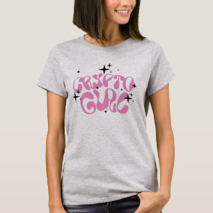 Crypto Meisje Retro Roze Lettering op Grijs T-Shir T-shirt