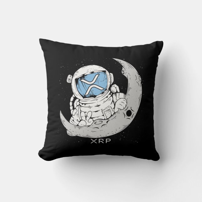 Crypto Meme XRP Cryptocurrency Cute Astronaut Moon Kussen (Voorkant)