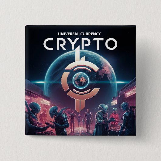 Crypto Planet Vierkante Button 5,1 Cm (Voorkant)