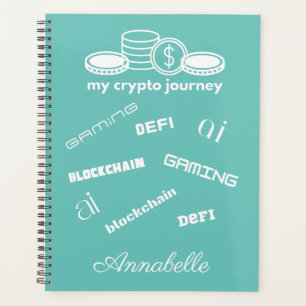 Crypto Planner Aqua Green en White Planner