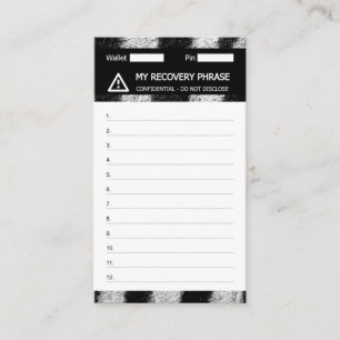 Crypto Portemonnee Zebra Recovery Seed Phrase 12 Visitekaartje