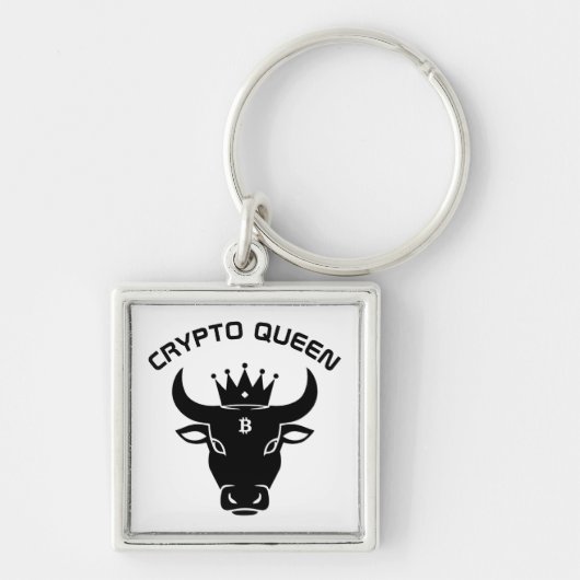 Crypto Queen gepersonaliseerd wit Sleutelhanger (Voorkant)