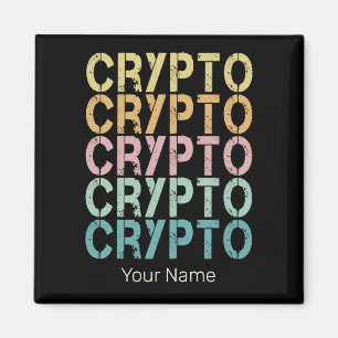 Crypto Retro belettering ontwerp voor cryptogeld Magneet