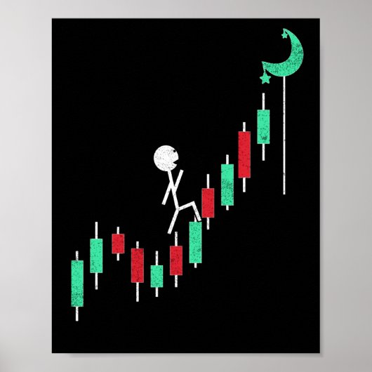Crypto Trading Hodl Stock Chart to Moon Poster (Voorkant)