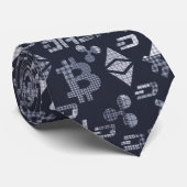 Cryptocurrencies Tartan Blue Pattern Stropdas (Opgerold)