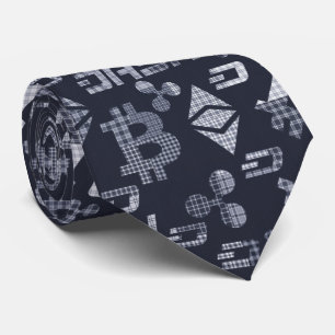 Cryptocurrencies Tartan Blue Pattern Stropdas