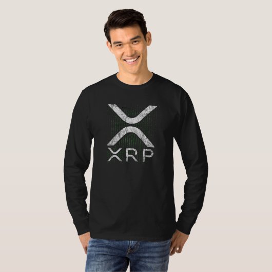 Cryptocurrency Binary Code XRP Hodlers Crypto Meme T-shirt (Voorkant volledig)