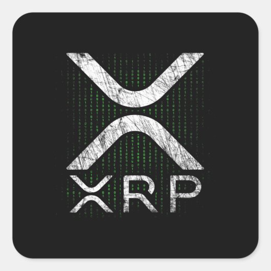 Cryptocurrency Binary Code XRP Hodlers Crypto Meme Vierkante Sticker (Voorkant)