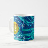 Cryptocurrency Bitcoin en printplaat Koffiemok (Voorkant links)