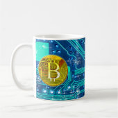 Cryptocurrency Bitcoin en printplaat Koffiemok (Links)