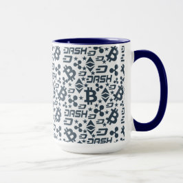 Cryptocurrency blauw en wit patroon mok