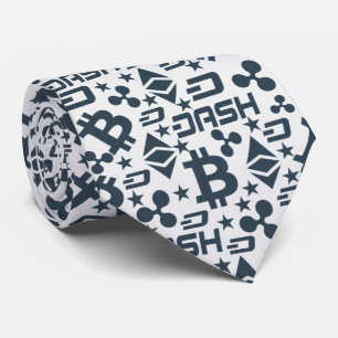 Cryptocurrency Blue & White Pattern Stropdas