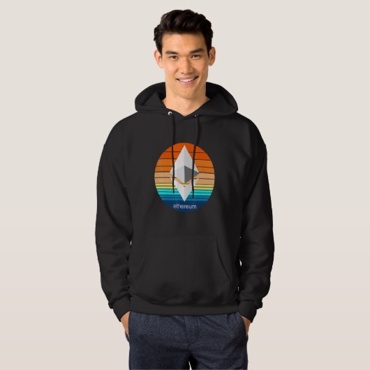 Cryptocurrency Ether Blockchain Etereum Retro Suns Hoodie (Voorkant volledig)
