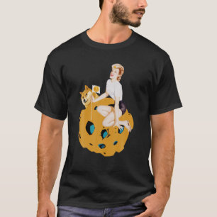 Cryptocurrency Pin-up Girl Hodling Doposto in Doge T-shirt