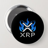 Cryptocurrency XRP Crypto Blue Flames Fire Melt Ronde Button 4,0 Cm (Voorkant /achterkant)