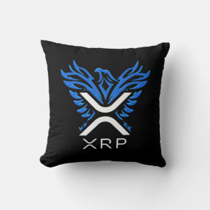 Cryptocurrency XRP Crypto Logo Blue Rising Phoenix Kussen