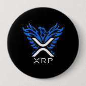 Cryptocurrency XRP Crypto Logo Blue Rising Phoenix Ronde Button 4,0 Cm (Voorkant)
