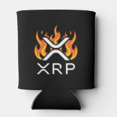Cryptocurrency XRP Crypto Oranje Flames Fire Melt Blikjeskoeler (Achterkant)