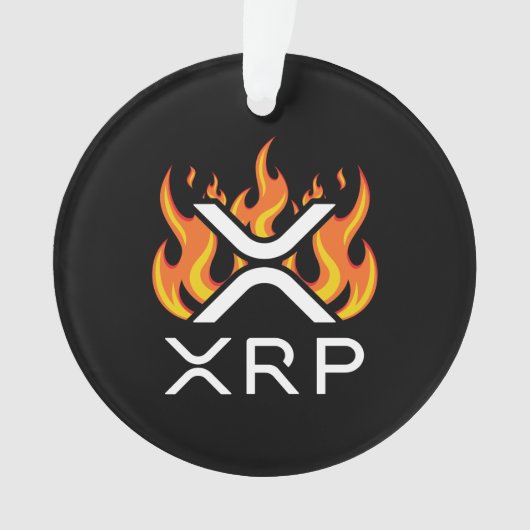 Cryptocurrency XRP Crypto Oranje Flames Fire Melt Ornament (voorkant)