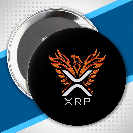 Cryptocurrency XRP Crypto Oranje Rising Phoenix Ronde Button 4,0 Cm