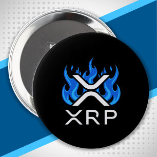 Cryptovaluta XRP Crypto Blauwe Vlammen Vuur Smelte Ronde Button 4,0 Cm