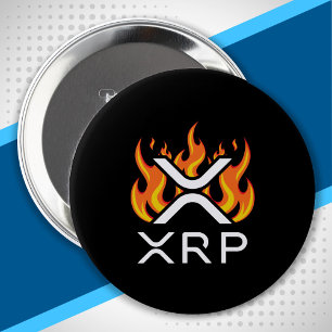 Cryptovaluta XRP Crypto Oranje Vlammen Vuur Smelte Ronde Button 4,0 Cm