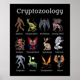 Cryptozoölogy Cryptid Creatures Poster