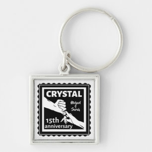 Crystal 15th bruiloft met handen sleutelhanger