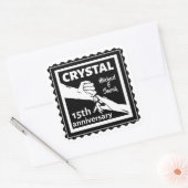 Crystal 15th bruiloft met handen vierkante sticker (Envelop)