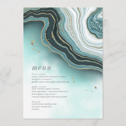 Crystal Agate Menu Mariage Turquoise ID825 (Devant)